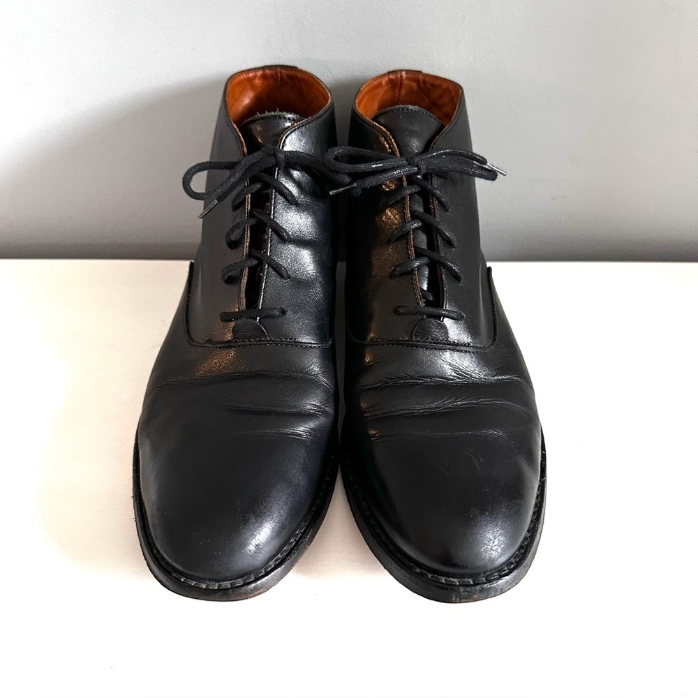 Classic Black Leather Ankle Boots - Women's Lace-Up Booties